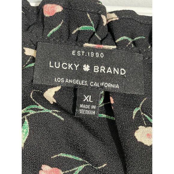 Lucky Brand Black Floral Print Ruffled Sleeveless Dress XL - Picture 7 of 12